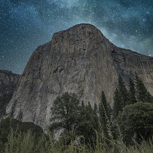 How do you spot climbers on El Capitan in the dark? If it seems like there are stars on the granite face, you're seeing a climber! The headlamps can be seen from miles away.