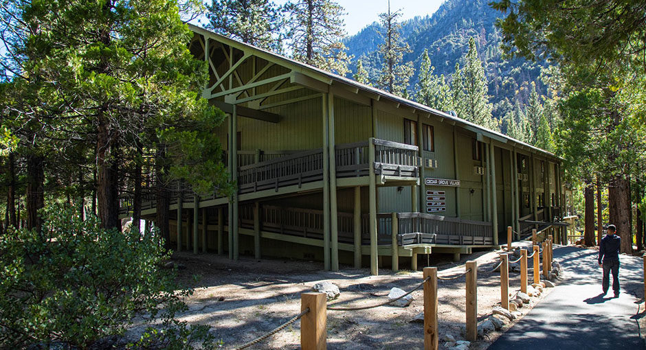 Cedar Grove Lodge is nestled deep within Kings Canyon National Park at the bottom of a deep glacial valley.
